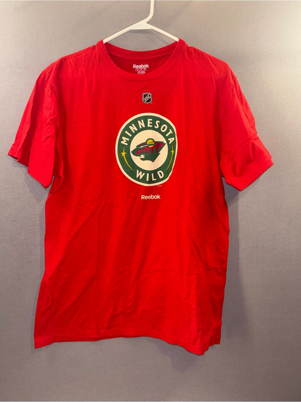 Reebok Minnesota Wild Red Logo Tee - Men's large red hockey  nhl